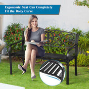 Outdoor Steel-Slat Garden Bench