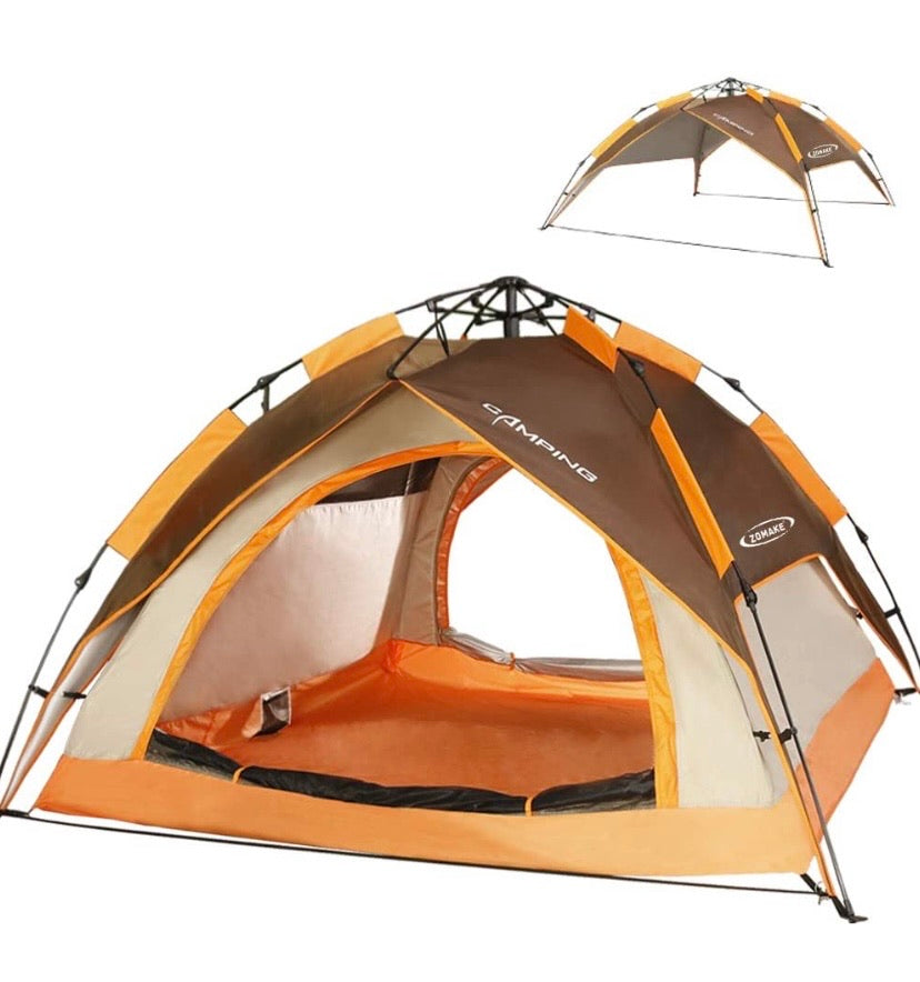 Automatic Camping Tent 2 3 Person - Portable Dome Quick Up Tent (Brown)