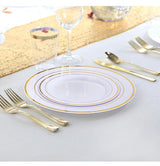Plastic Gold Plates with Gold Plastic Silverware 60 Pcs