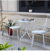3 Piece Outdoor Garden Table Desks and Chairs Set Love Design Bistro Set, Bistro Table Set Retro Style Garden Furniture White Colour (Chairs*2）