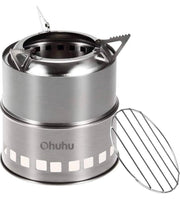 Camping Stove Backpacking Burner Stove - Potable Stainless Steel Wood Burning Stove Picnic BBQ Camping Cooker with Grill Grid