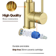 Brushed Gold Brass Kitchen Mixer Tap – 360° Swivel