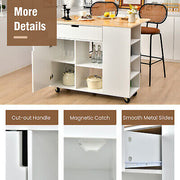 Drop-Leaf Rolling Kitchen Island with Cabinet & Drawer