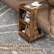 Rolling C-Shaped Sofa Side Table
