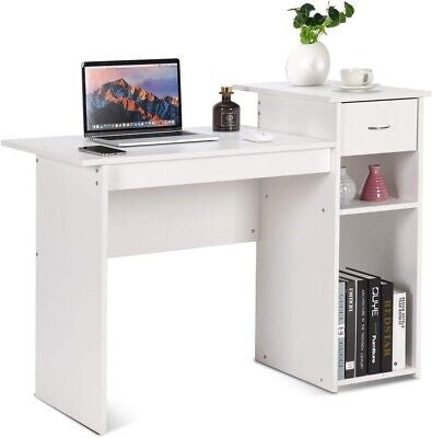 White Writing Desk with Storage Shelves