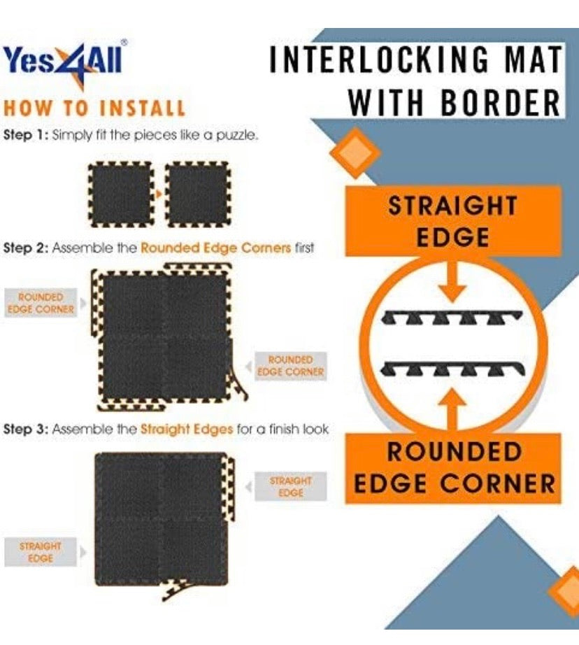 Interlocking Exercise Foam Mats with Border