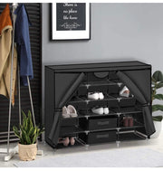 125 cm Covered DIY Shoe Rack with Bonus Storage Box – Black