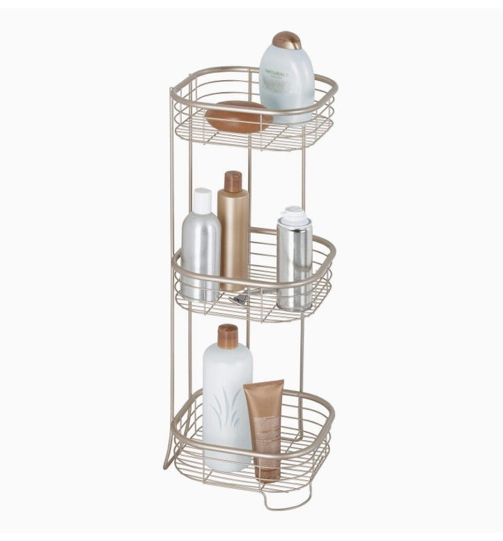 3-Tier Freestanding Steel Bathroom Organiser – Satin Finish