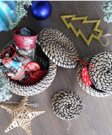 Set of 3 Round Seagrass Box Lidded Storage Bin