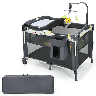 4-IN-1 Portable Travel Cot Portacot Baby Co Sleeper Bedside Bassinet Folding
