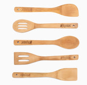 Bamboo Cooking Utensils – Set of 6 Kitchen Wooden Serving Accessories