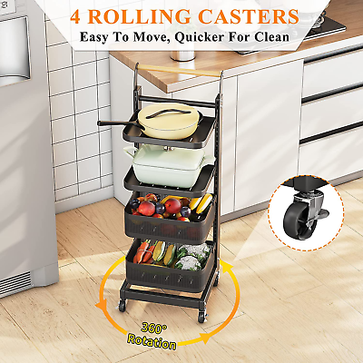 4-Tier Adjustable Rolling Storage Cart