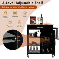 Rolling Kitchen Island with Drawer, Cabinet & Open Shelves