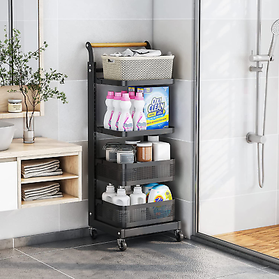 4-Tier Adjustable Rolling Storage Cart
