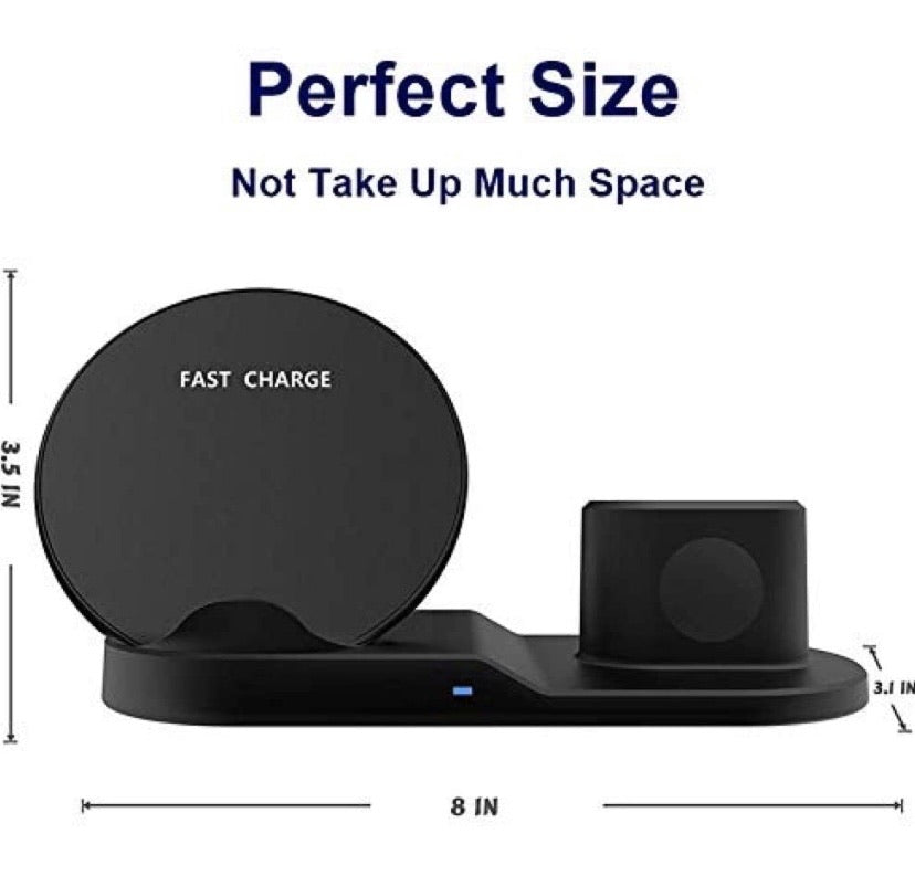 Wireless Charger, Amazer Tec 3 in 1 Charging Stand Compatible with iWatch, AirPods and iPhone 11/Xs/X Max/XR/X/8/8Plus/7/7 Plus /6S /6S Plus(Original Charger & Cables Required) (Black)