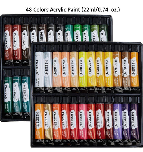 MEEDEN 72-Piece Acrylic Painting Set with Beech Wood Table Easel, 48×22ML Acrylic Paint Set and All The Additional Supplies, Perfect for Beginning Artists, Students and Kids