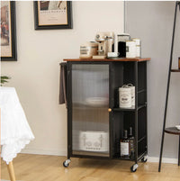 Rolling Kitchen & Coffee Cart with Cabinet