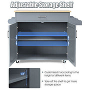 Grey Rolling Kitchen Island with Drawer, Cabinet & Side Racks