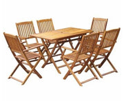 Outdoor Dining Table And Chairs Set Wood 6-Seater Patio Garden Folding Furniture