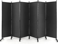 334.5 × 172 cm 6-Panel Rolling Room Divider – 4 Colours