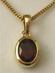 Genuine Solid 9K 9ct Yellow Gold Natural Garnet Pendant