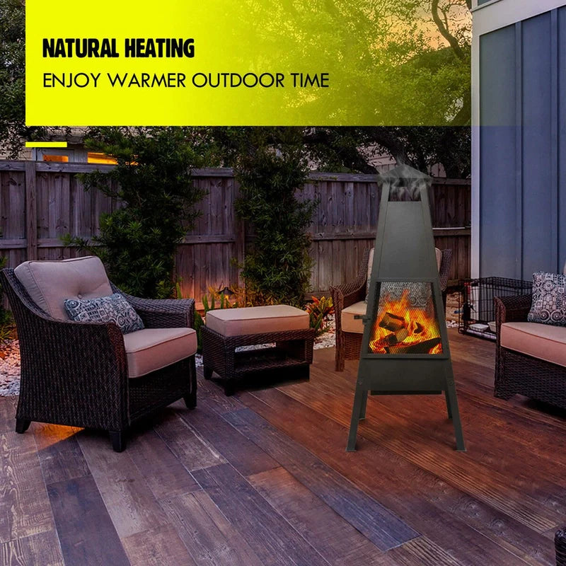 Portable Chimney Fire Pit with Cover