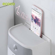 Wall-Mounted Double-Roll Toilet Paper Dispenser with Shelf