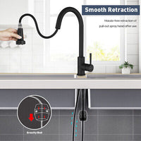 Matte Black Brass Pull-Out Kitchen Mixer Tap