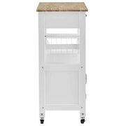 White Rolling Kitchen Storage Trolley with Drawer & Basket