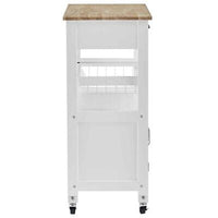 White Rolling Kitchen Storage Trolley with Drawer & Basket