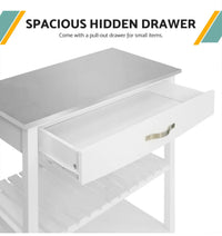 White Kitchen Trolley with Stainless-Steel Top