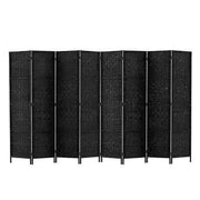 8-Panel Black Pine & Woven-Paper Folding Room Divider