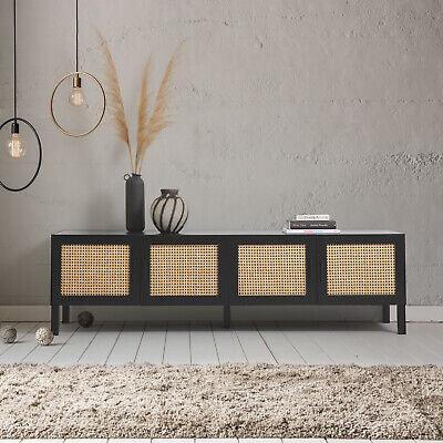 Casa Decor Tulum Rattan Entertainment Unit TV Stand Cabinet Storage Black
