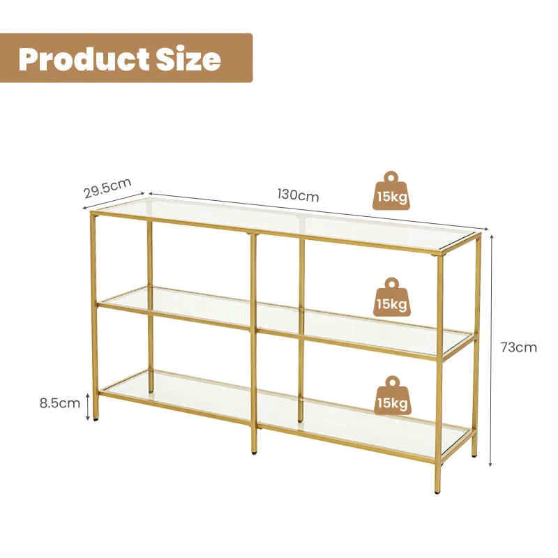 3-Tier Tempered-Glass Console Table