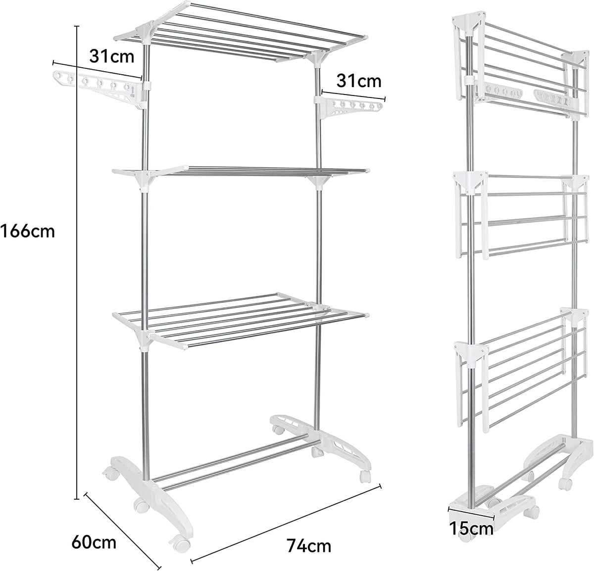 Extra-Large 3-Tier Folding Clothes Airer – 20m Drying Space