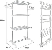 Extra-Large 3-Tier Folding Clothes Airer – 20m Drying Space