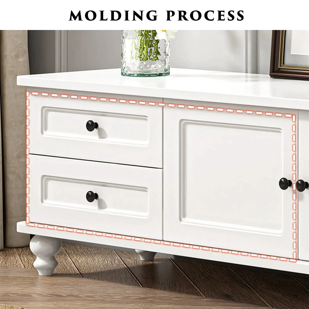 TV Stand Modern Cabinet Wood Entertainment Unit Shelf Storage White 160cm