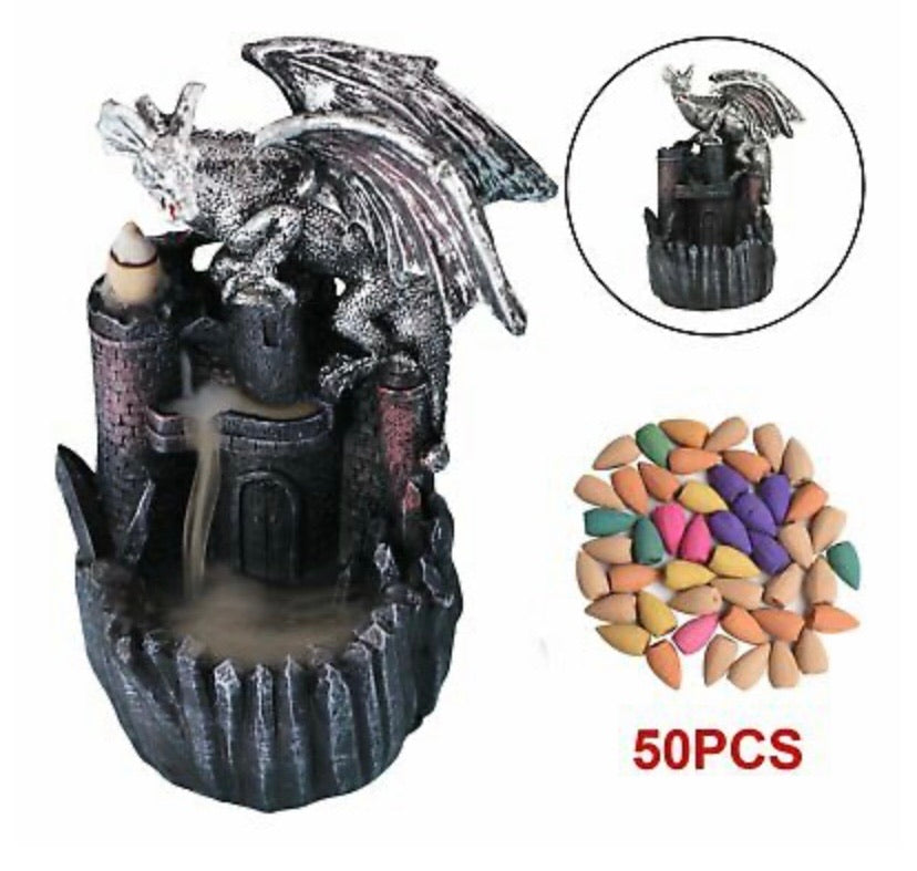 Dragon Waterfall Backflow Incense Burner with 50 Cones