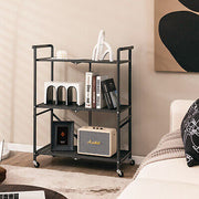3-Tier Foldable Rolling Metal Storage Cart