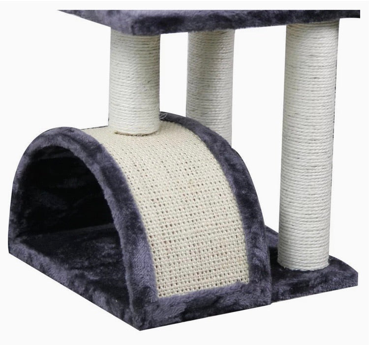 Cat Tree with Scratching Pad and Perch, Grey