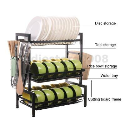 3 Tier Stainless Steel Dish Drying Rack Organizer Kitchen Storage Holder
