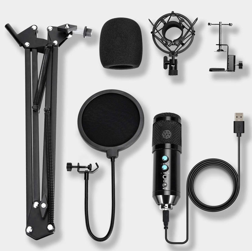 USB Condenser Microphone Kit for Computer, Adjustable Metal Arm Stand,Computer Mic 192kHz/24bit for Professional Streaming Podcast, Live Streaming, YouTube Recording,Gaming,Sing,Studio/Home Recording