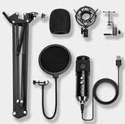USB Condenser Microphone Kit for Computer, Adjustable Metal Arm Stand,Computer Mic 192kHz/24bit for Professional Streaming Podcast, Live Streaming, YouTube Recording,Gaming,Sing,Studio/Home Recording