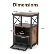 Industrial Wooden Bedside Tables – Set of 2