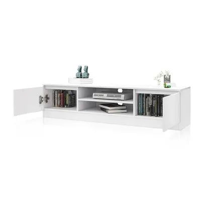 White TV Stand with 2 Doors & Storage