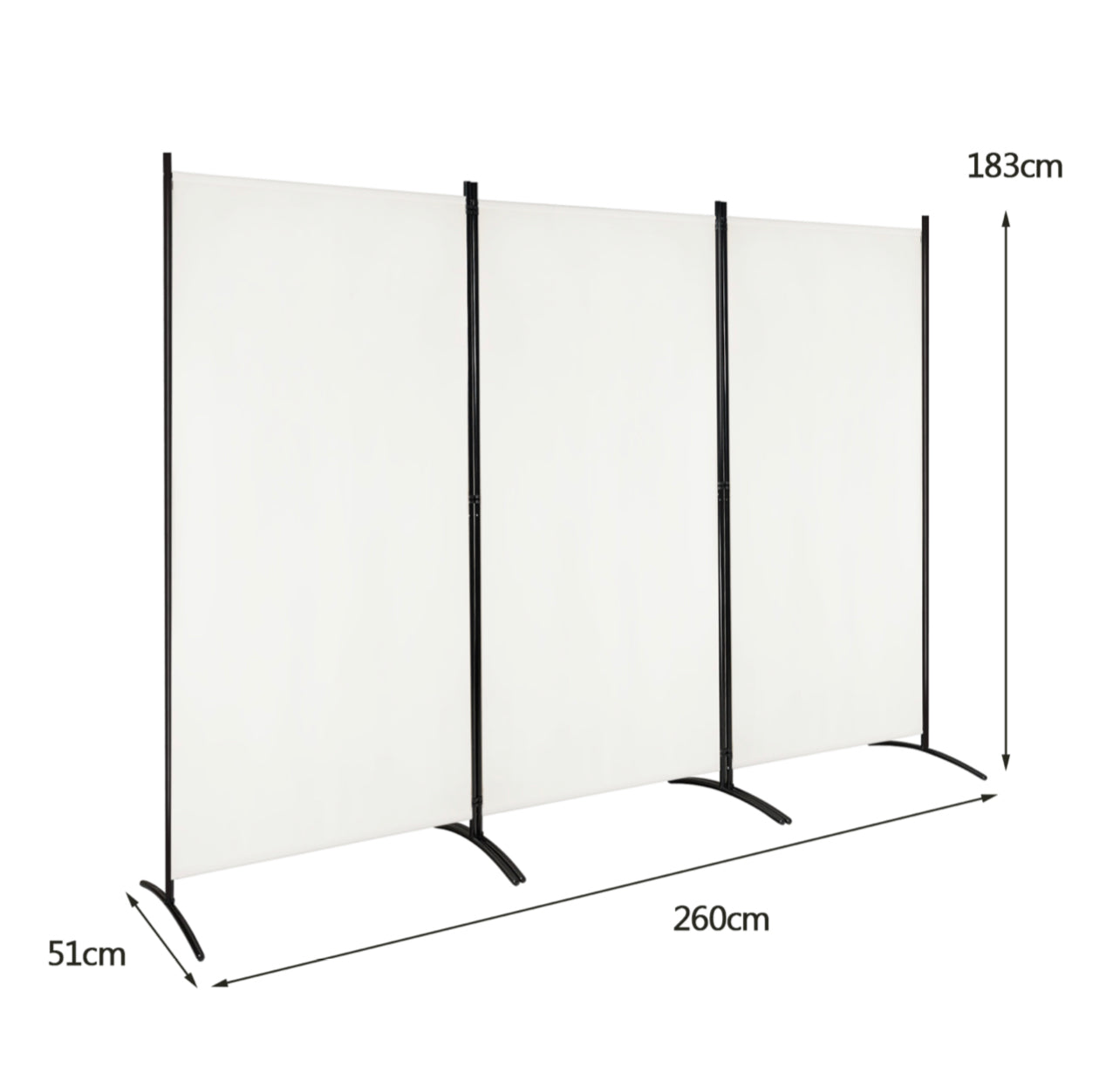 3-Panel Wood & Steel Folding Privacy Screen – 4 Colours