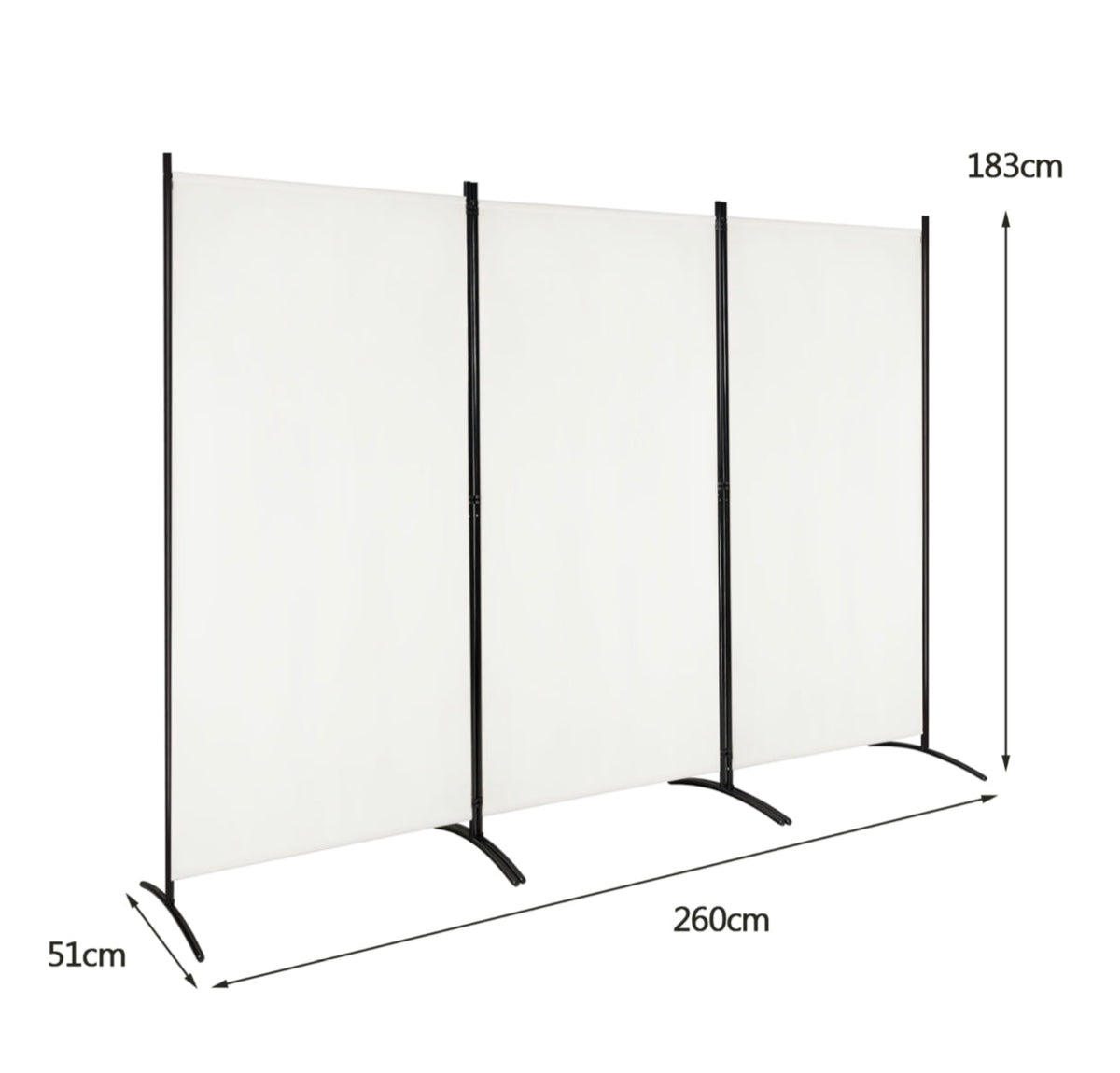 3-Panel Wood & Steel Folding Privacy Screen – 4 Colours