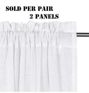 Linen Curtains Elegant Natural Linen Blended Curtains Energy Efficient Light Filtering/Rod Pocket Window Treatments Panels/Drapes for Livingroom (Set of 2,White, W132cm x D243cm)