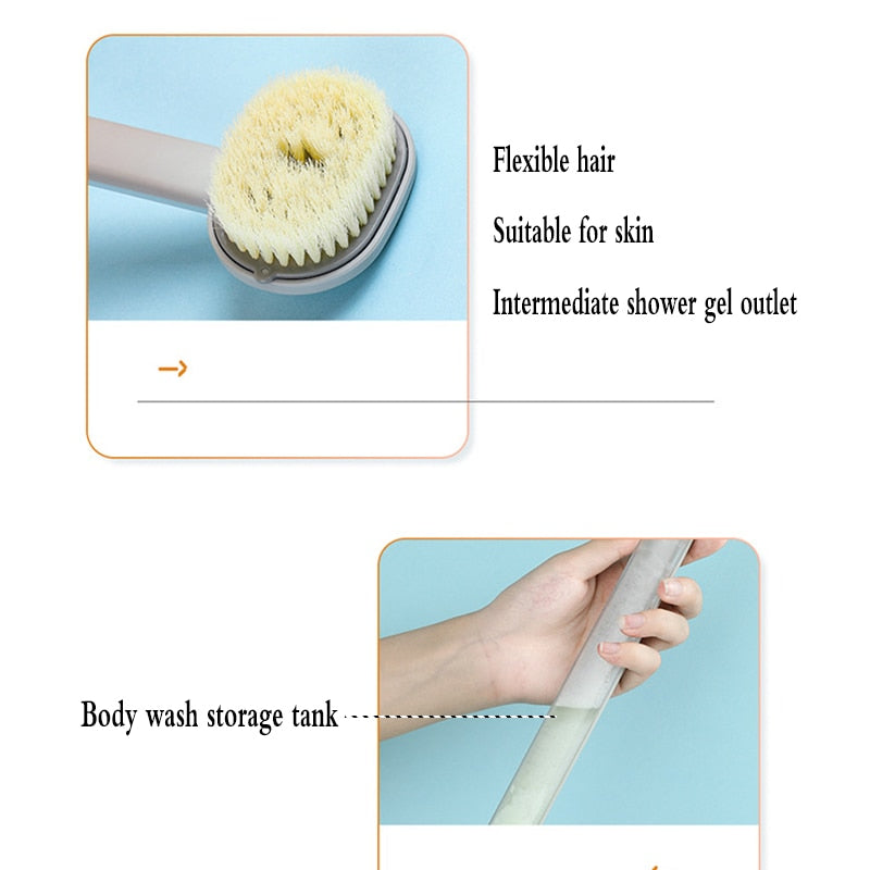 Long-Handle Dispensing Shower Brush – 4 Colours