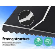 Manual Retractable Folding-Arm Awning – Grey